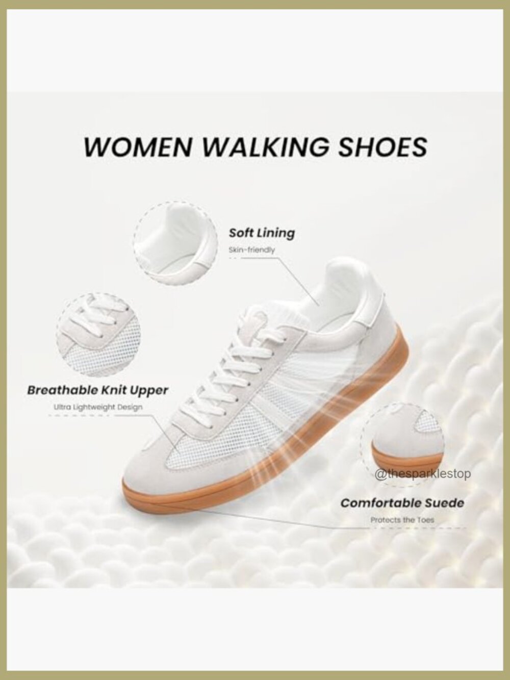 Womens Fashion Sneakers with Removable Insole Lightweight Non-Slip Lace-Up - Picture 2 of 7